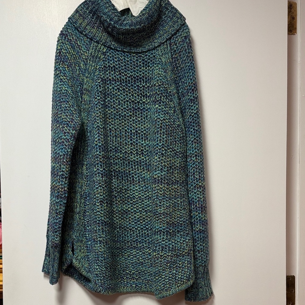 Multi color long acrylic turtleneck sweater
